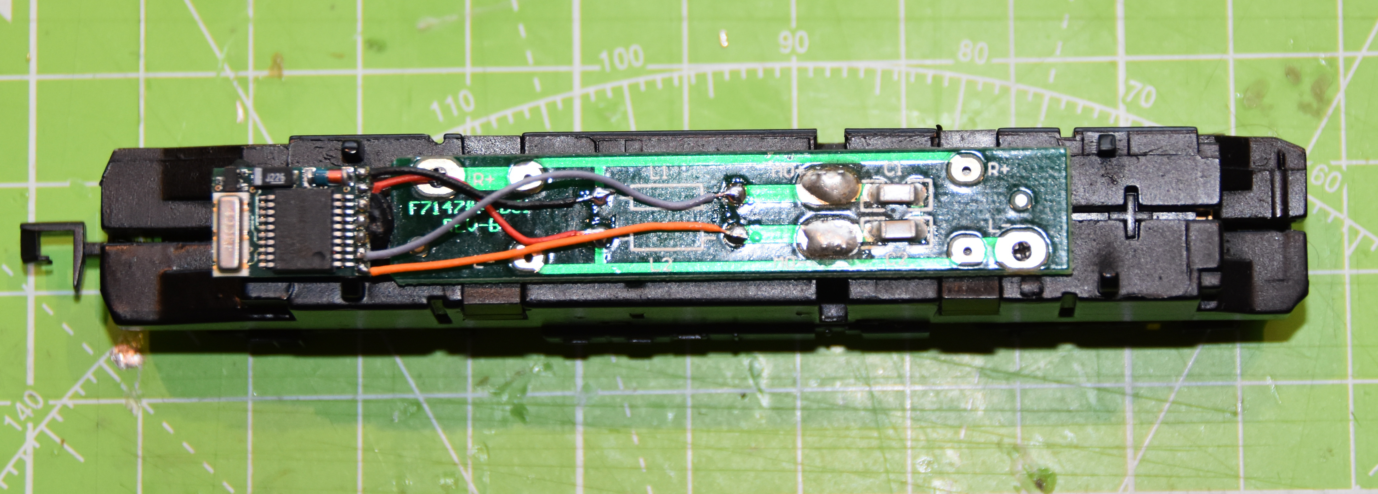 N Gauge DCC conversion of a Graham Farish diesel locomotive with a DCC-friendly PCB